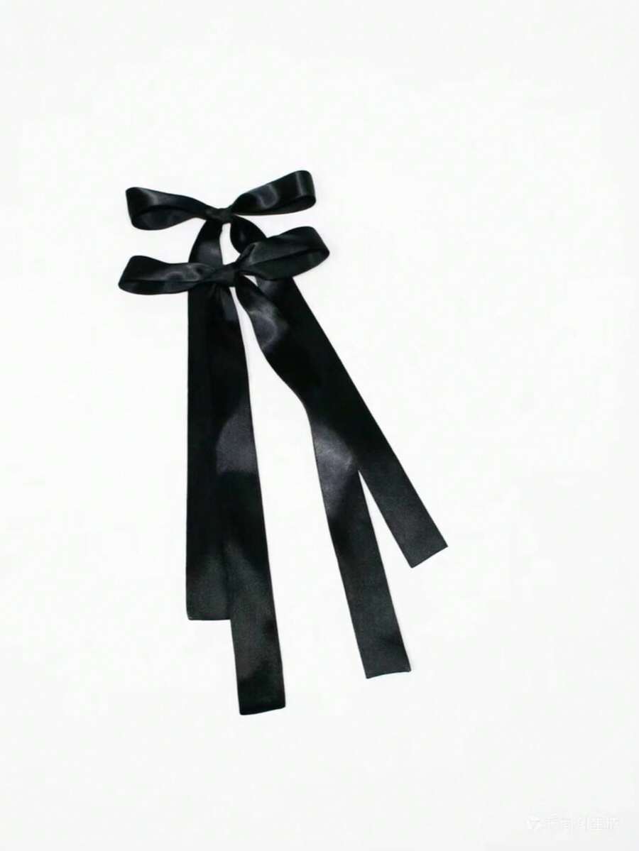 2 chiếc kẹp tóc ruy băng đen, phụ kiện tóc hình nơ - màu đen - Xem 1