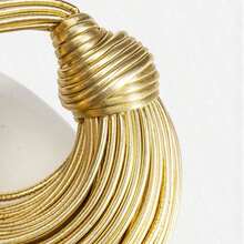 Popular Personalized Woven Handmade Bends And Hitches Packs Ramen Dumplings Clouds Women Hand-Carrying Crossbody Bag,Chic Circular Woven Handle Bag - Metallic Gold Finish, Stylish Party Accessory Hand-Woven Bread Women's Clutch Top Handle Satchel Shoulder Crossbody Creative Noodles Purses Underarm Bag Handbag - Vàng - Xem 7