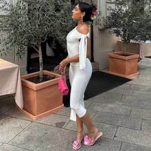Women's Two Piece Set, One Shoulder Sleeveless Draped Top Leggings Elegant Party Going Out Outfit - 白色 - 查看 6