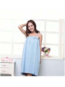 Bộ 2 món áo choàng tắm/khăn trùm đầu bằng sợi microfiber siêu mềm, váy tắm thắt nơ dành cho người lớn, thấm hút cao, nhẹ và nhanh khô, bộ khăn tắm và khăn trùm đầu, đồ dùng phòng tắm, váy mini xông hơi cho nữ, khăn tắm xông hơi phòng tắm (140cm*73cm) - Nhiều màu - Xem 9
