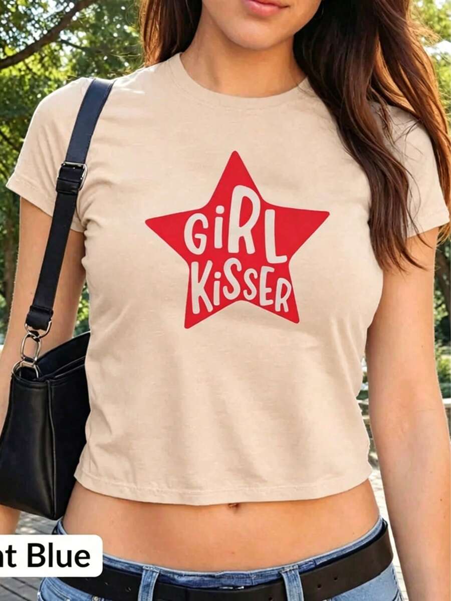 [Crop Top] Lesbian Pride Crop Top, Funny Girl Kisser Tank, LGBTQ Shirt,  Pride Party Crop Tank, Lesbian Pride Gift For Her, Pride Month Shirt2026 - 杏色 - 查看 1
