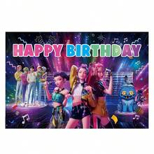 Hasbro 1 st K-Pop Witch Hunter Purple Series födelsedagsbakgrund för fotobås, banderollfestdekoration, slumpmässig stil - Multifärgad - Visa 2