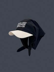 1pc Women's Street Fashion Color Block Headscarf Hat, Korean Lightweight Casual Baseball Cap, Versatile Triangular Scarf, Suitable For Spring/Summer,Beach,Travel - A - View 4
