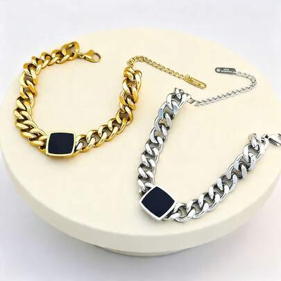 1 chiếc vòng tay thép titan kiểu cổ điển, phù hợp cho cả nam và nữ, dùng hàng ngày và dự tiệc, chống thấm nước và chống phai màu.