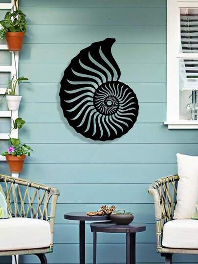 1pc Minimalist Black & White Metal Seashell Wall Decor, Ocean Style Metal Wall Art, Personalized Home Hanging Decoration, Minimalist Wall Decor For Bedroom, Bathroom, Living Room, Cafe, Hostel