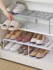1pc/2pcs Solid Color Detachable Expandable Shoe Rack, Plastic Shoe & Slipper Storage Organizer, Suitable For Kitchen, Living Room, Dorm. Can Be Placed In Entryway, Under Bed, Bathroom, Closet. Reinforced Expandable Shoe Rack. - Multicolor - View 4