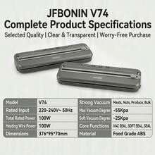 JFBONIN Máy hút chân không bảo quản thực phẩm, lực hút 55kPa, dùng được cho cả thực phẩm khô và ướt, bao gồm 10 túi hút chân không, thích hợp sử dụng trong gia đình. - Phích cắm loại C của EU (220-240V) - Xem 12