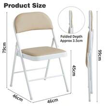 Set Of 4 Folding Chairs, Faux Leather Foldable Chairs With Metal Frame And Padded Seat, Easy To Fold And Store For Home, Office, Dining And Reception - White - View 8