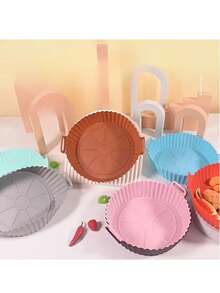 3-5 Quart Silicone Inner Pot, Baking Basket & Baking Tray, Reusable Air Fryer Accessories (1 Set) - Multicolor - View 7