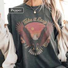 Vintage Eagle T Shirt, Vintage Rock Band Style Tee, Ro Ute 66 Desert Graphic Shirt, Retro Music Inspi-Lightweight - 黑色 3 - 查看 6