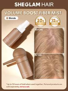 SHEGLAM HAIR 豐盈增發纖維套裝 - 金色，三合一增發纖維套裝，包含天然增發纖維、噴霧泵頭和定型噴霧。 - Blonde - 查看 10
