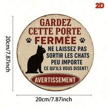 2D flach, 1 Stück rund dekoratives Schild, vintage französisches rundes Aluminium Schild - humorvolle "Lass die Katze nicht raus" Warnung mit Pfötchen-Abdruck, Bauernhaus-Stil Katzen-Themen Wanddekoration, geeignet für Küche, Veranda, Hinterhof, Katzen-Zimmer und Innenwände, Katzen-Dekoration, abgenutzt Design, strukturierte Oberfläche, perfekt für Raumdekoration 8*8 Zoll/20*20 Cm, 2D flach, Küchen-Dekoration, Veranda-Dekoration, Bauernhaus-Dekoration, robustes Metallschild (Lochposition zufällig) - A - Übersicht 3