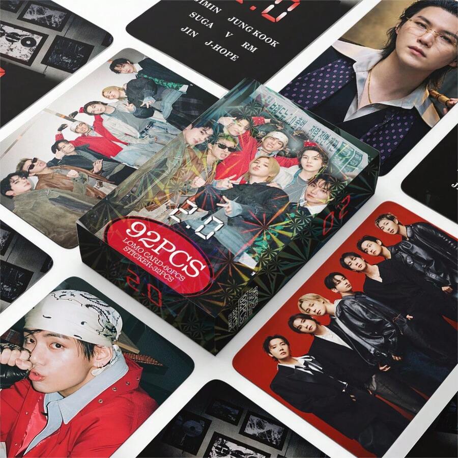 92pcs/Box , Bangtan Boys, 2.0, Photo Cards, Fan Merchandise Goods, New Album & Songs, Idol Merchandise Gift For Friends Birthday, Including 60pcs LOMO Cards + 32pcs Stickers, Celebrity Cards, Card Collection, Exquisite Decorations, Delicate Small Gifts, Holiday Gifts, Collectibles - Multicolor - View 1