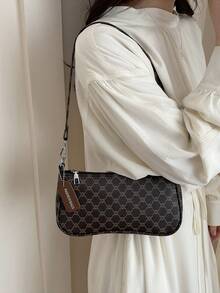 Túi đeo chéo nhỏ hình vuông in họa tiết phong cách retro tối giản, hàng mới về mùa xuân 2026 dành cho nữ. - Cà phê - Xem 5