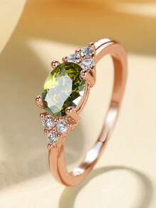 1 chiếc nhẫn đá Cubic Zirconia sang trọng, phù hợp cho nữ, lý tưởng cho đám cưới, lễ đính hôn, tiệc kỷ niệm, quà tặng ngày Valentine. - 2 # - Xem 1