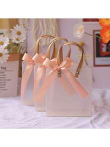 6 túi quà PVC mờ trong suốt kèm nơ ruy băng satin màu xanh ô liu, túi đựng quà tối giản, thích hợp cho sinh nhật, đám cưới, tiệc cô dâu, quà cảm ơn và các bữa tiệc ngày lễ. - Nhiều kiểu dáng - Xem 5