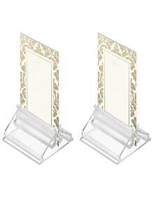 Transparent Acrylic Card Display Stand, Small Signage Holder - High Clarity Durable Lightweight, Sturdy Card Holder Suitable For Home Office, Events, Parties, Photo And Information Display, Party Decor, Minimalist Design, Lightweight Material, Applicable For Wedding Cards, Photos, Memos, Picture Display - Multicolor - View 2