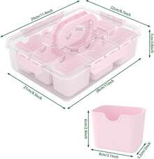 2 Pack Or 3 Pack Divided Serving Tray With Lid And Handles, 8 Or 9 Compartments Snack Box Container Charcuterie Organizer Snackle Box Container For Candy,Nuts,Fruits,Snacks, Pink Or Beige - View 8