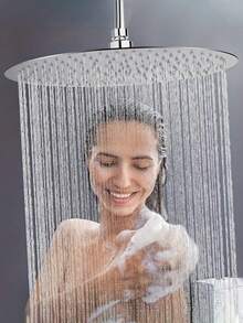 Đầu vòi sen tròn bằng thép không gỉ 12 inch, áp lực cao, thiết kế xoay được, gắn tường. Thiết kế siêu mỏng tiết kiệm nước, lưu lượng nước cao, bề mặt được đánh bóng, dễ dàng lắp đặt trên tường và trần nhà. - tròn - Xem 5