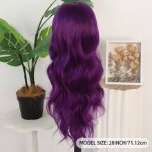 13X4 Light Blue Long Body Wave Lace Front Wig 28" Long Wavy Wigs Glueless Free Part Blue Wavy Hair Adjustable Straps & Combs Heat Resistant Blue Loose Wave Synthetic Hair Replacement Wigs For Women For Daily Wear Parties & Special Occasions - 紫色 - 查看 7
