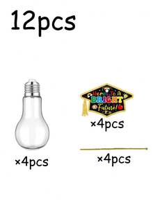 12pcs Graduation Gift Candy Jars, "Bright Future" Graduation Cap Shaped Cards And Light Bulb Shaped Candy Decorative Jars, Creative Light Bulb Decor, 2026 Graduation Party Snacks And Beverages Decor, Graduation Desktop Decor, Suitable For Adult Graduation Party DIY, Graduation Party Favors, Party Snack Decor - Multicolor - View 11