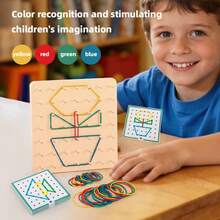 Montserrat Kids Geometric Shape Recognition Puzzle Board, Muscle Building Puzzle, Educational Teaching Tool, Parent-Child Interactive Puzzle Cards - Multicolor - View 4