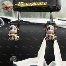 1/2/3pcs Adorable Milk Tea Cow Design Car Seat Back Hanger With Integrated Backrest Hidden Storage Hook, Multifunctional Car Organizer Accessories For Vehicle Interior Organization And Daily Commute Storage Solutions - Multicolor - View 5