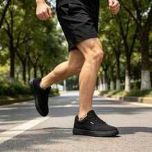 Giày thể thao nam vải bố đen cổ điển | Giày casual cổ thấp nhẹ, thoáng khí | Giày bệt buộc dây thoải mái | Thích hợp cho mặc hàng ngày mùa xuân/hè, phong cách đường phố, du lịch & nghỉ lễ, làm quà tặng - màu đen - Xem 10