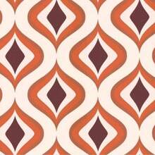 Papel tapiz naranja retro autoadhesivo o tradicional / Papel tapiz geométrico extraíble / Papel tapiz naranja y marrón - 1PC - Ver 11