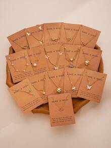 11/5pcs Set Of Fashionable, Elegant, Glamorous Y2K-Style Heart, Star, Moon, Butterfly & Faux Pearl Necklaces, Versatile Combination For Women, Suitable For Vacation, Party, Date, Travel, Photo Shoot, Beach, Daily Wear - Yellow Gold - View 2