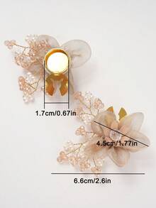 1Pc Delicate Mesh Flower Button Cover & Cufflink Alternative, Detachable Organza Floral Button Clip For Women, Beaded Tassel Shirt/Dress Button Decoration, Elegant Handmade Button Cover For Wedding, Prom, Evening Party, Bride Accessory & Thoughtful Gift - Flowers - View 2