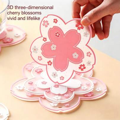 1pc Silicone Cup Mat, Bowl Mat, Pot Mat, Heat Resistant Pad, Creative Home Tabletop Non-Slip Mat, Heatproof Coaster, Minimalist Cherry Blossom Design