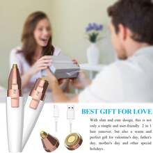 Eyebrow & Facial Hair Removal For Women, 2 In 1 Rechargeable Eyebrow Trimmer & Face Shaver, Painless Electric Facial Eye Brow Razors Epilator With Built-In LED Light -Perfect For Face, Lips & Body - White - View 7