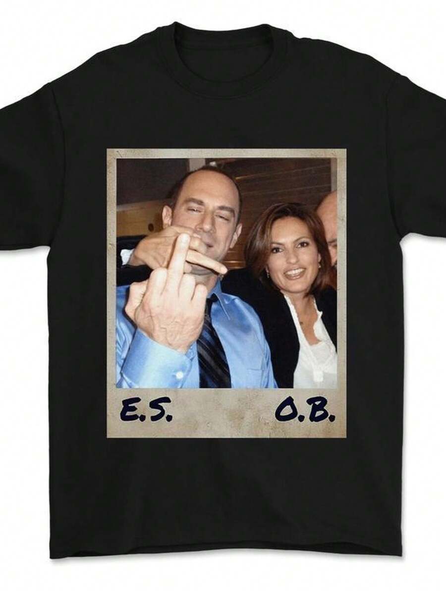 Women's Summer Plain Asy. Women's Summer Casual Y2K BasicLoose Short T-ShirtElliot Stabler And Olivia Benson Shirt Law And Order Shirt Elliot And Olivia Svu Vintage Shirt Cotton Crewneck, Casual Gift Graphic T-Shirt-Streetwear Retro Style Crew NeckShort Sleeve - màu đen - Xem 1