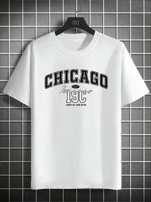 Men's Letter Print T-Shirt - White - View 5