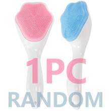 Silicone Face Scrubber Exfoliating Brush, Manual Handheld Facial Cleansing And Blackhead Scrubber, Soft Bristles Waterproof For Face Skincare (Blue, Pink,Green 1pc Randomly) - 隨機顏色 - 查看 7
