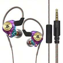 Auriculares intrauditivos de alta fidelidad, con cable y micrófono, cancelación de ruido de subwoofer, monitor para juegos y música, plástico duradero, cable de 120 cm/47.24 pulgadas, diseño de color vivo - Ver 4