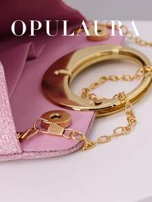 OpulAura 女士时尚闪亮水晶水钻晚宴手拿包，璀璨奢华镶钻正式礼服手提包，适合晚宴、派对、生日、婚礼等场合，也可作为生日礼物 - 粉色 - 查看 7