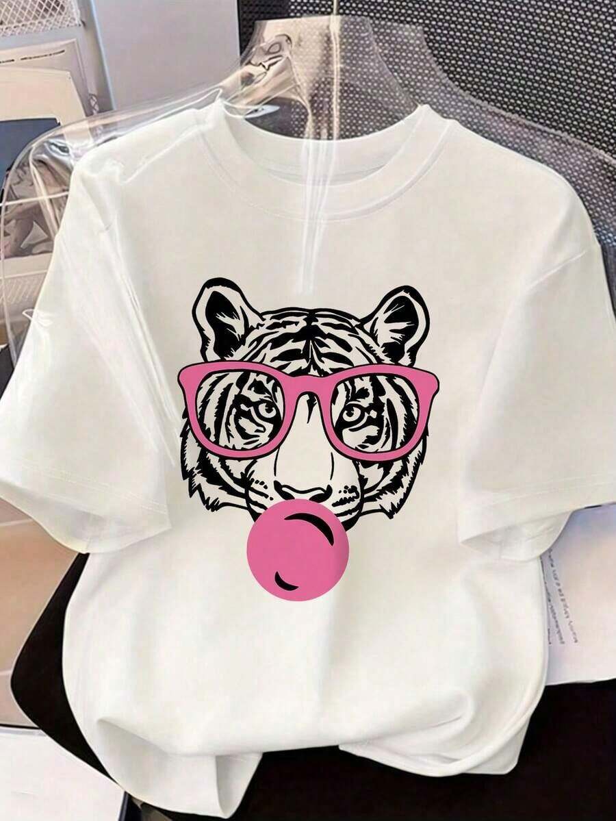2026 Women's Casual Crew Neck T-Shirt With Fun Egg Hunt Hunter Design, Easter Bunny Egg Hunt T-Shirt For Women, Casual Short Sleeve T-Shirts, Versatile For Summer, Women's Tops, - 白色 - 查看 1