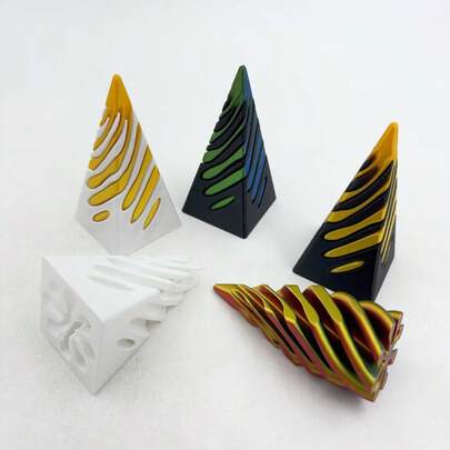 Decoración de pirámide de ilusión óptica impresa en 3D (color aleatorio), decoración de escritorio para alivio del estrés, juguete de ilusión óptica creativa, regalo único para aliviar el estrés, regalo de cumpleaños