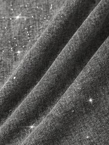 Quần jeans nữ màu xám kiểu dáng thường ngày, có đai, đính sequin bạc lấp lánh, phong cách thời trang đường phố Y2K, phù hợp cho các bữa tiệc, tụ họp, lễ hội âm nhạc. - Xám - Xem 10