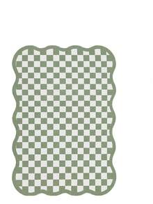 1pc Luxury Fluffy Checkered Carpet, Asymmetrical Wavy Edge Bedroom Decor Rug, Korean Sweet Pink Dressing Room Carpet, Pastoral Artistic Entryway Rug, Multiple Sizes Available, Living Room Carpet, Rug, Area Rug, Small Area Rug, Mat, Home Decor, Washable Carpet - Multicolor - View 21