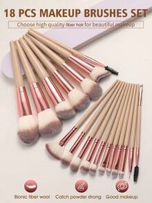 43件套化妆工具套装包括：18套化妆刷+4个三角粉扑+4个化妆海绵+4个迷你化妆海绵+8个迷你指套粉扑+2个手碗带+1个发带+2个洁面海绵 - 米色 - 查看 2