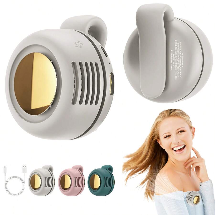 Portable Silent Mini Bladeless Electric Fan, Clip On Fan For Shirt, 3 Speeds Hands-Free Neck Fan,Suitable For Outdoor & Travel & Office, Travel Accessories, Gift - 卡片夾式 - 查看 1