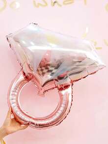 2pcs Rhinestone Ring Shaped Decorative Balloon, Back To School Valentine Day - Rose Gold - 查看 3