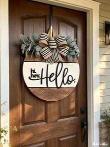Hi Hey Hello Front Door Wreath, Hello Door Hanger, Hello Door Sign, Bow Decor Welcome Sign, Fashionable Door Hanger, Modern Door Hanger, Front Door Wreath, Home Decor, Wall Decor, Housewarming Gift - Hi Flower Wreath - View 6