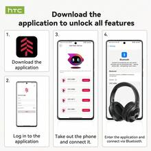 HTC HP09 2026 سماعة رأس جديدة تماماً فوق الأذن مع عمر بطارية لمدة 63 ساعة، مقاومة للماء بمعيار IPX5، ووظيفة ترجمة متاحة عبر تطبيق قابل للتنزيل (حوالي 150 لغة). كما تتميز بتطبيق مخصص لضبط وظائف السماعة وتوفر جودة صوت عالية الدقة! - مشاهدة 10