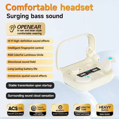  NEW Senyang-2026 New Wireless Earbuds HiFi HD Sound LED Display Charging Case Lightweight Comfortable In-Ear ENC Dolby Sound HD Calling TWS Couples Bluetooth 6.0 Earphones For IPhone For Android For Gift