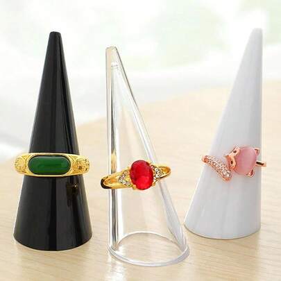 6 Pcs Clear Acrylic Cone Ring Display Stands, Jewelry Showcase Holder For Finger Rings, Retail & Home Organization