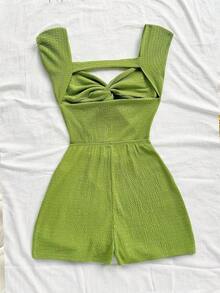 Mono de punto a rayas con cuello en pico y espalda descubierta para mujer, adecuado para fiesta, cita, San Valentín, Pascua, carnaval, té de la tarde, playa, crucero, vacaciones en la ciudad, otoño/invierno - Azul - Ver 8